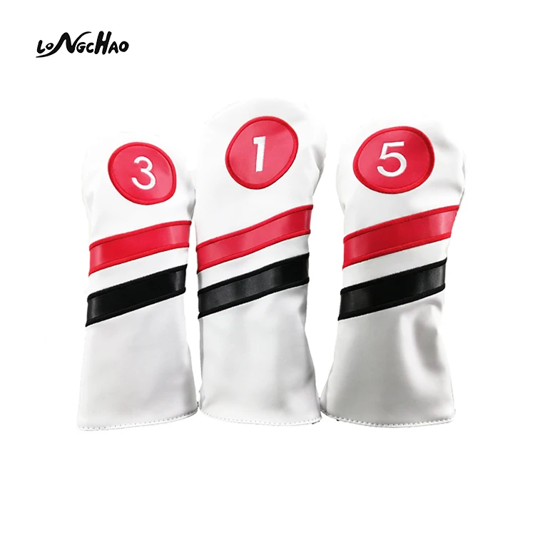 

Wholesale Custom Pu Leather Dustproof And Waterproof Golf Headcovers, White