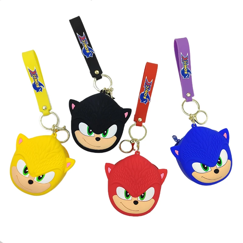 

Fashion Soft PVC Keyring Anime Character Key Chain Cartoon 3D Figure Rubber Hedgehog Sonic Keychain Purse
