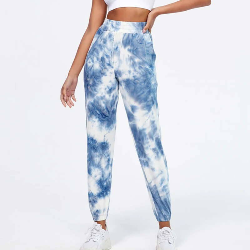 

Autumn outdoor running tie-dye sweatpants elastic waist casual trousers women's loose yoga pants