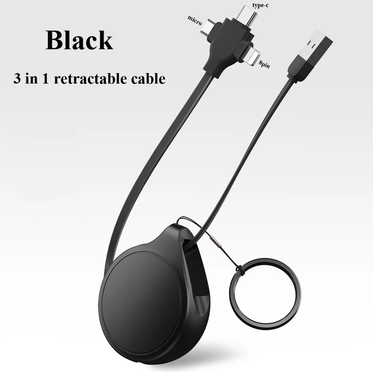 

Portable Mini Usb Charger Protector 3 In 1 Tipo C Cell Phone 3in1 Long Flat Flowing Charging Cable