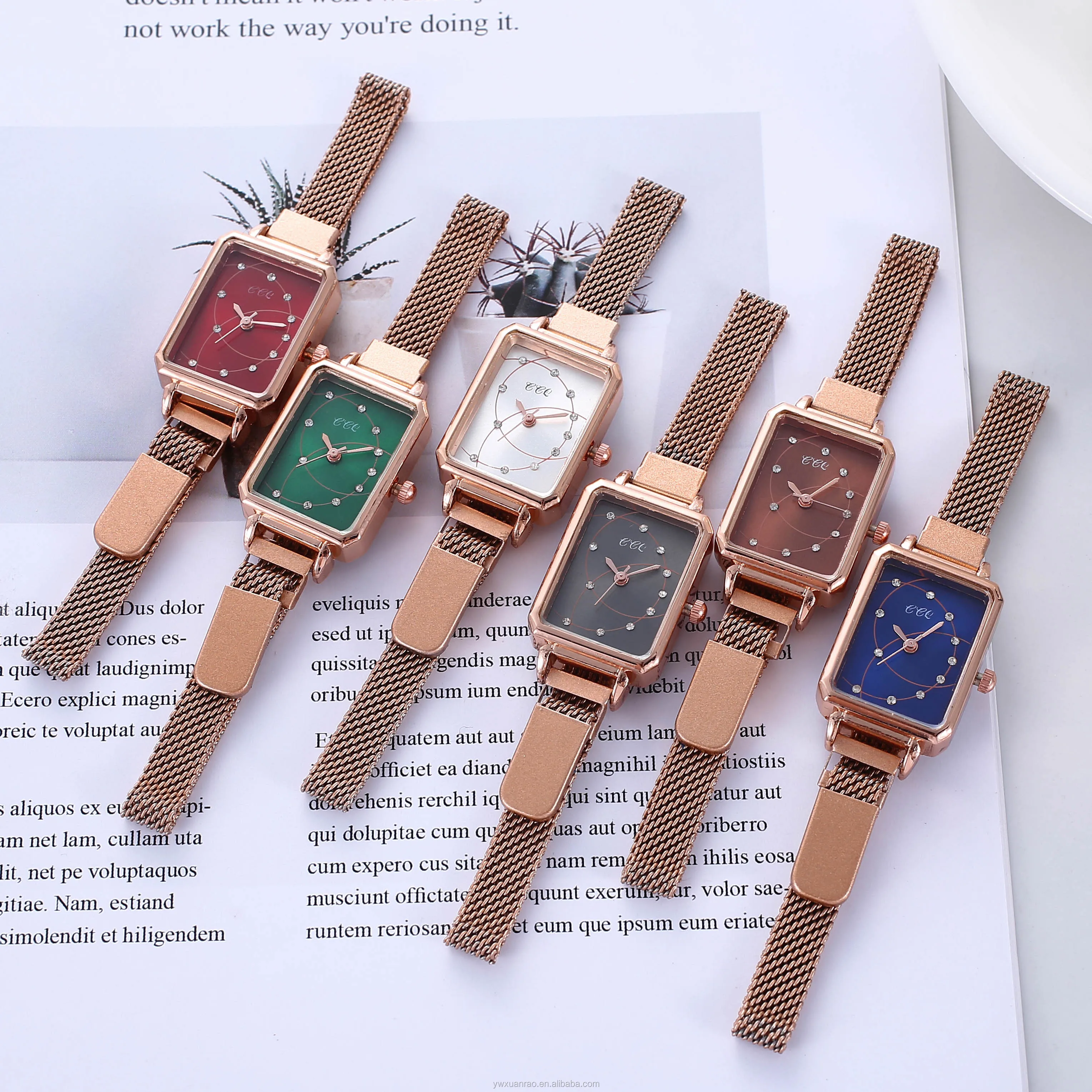 2020 Fashion Design TW720 Square Dial Women Watches Quartz Diamond Inlay Magnetic Watch reloj dama