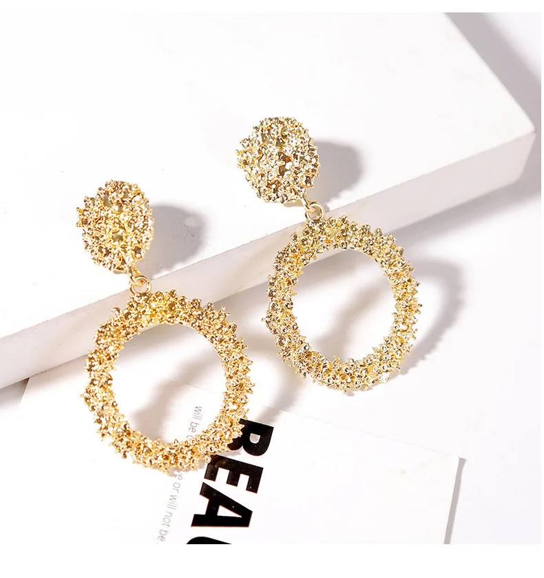 

European And American Fashionable Retro Gold Plated Large Capacity Earrings Shining Geometric Drop Earrings For Women