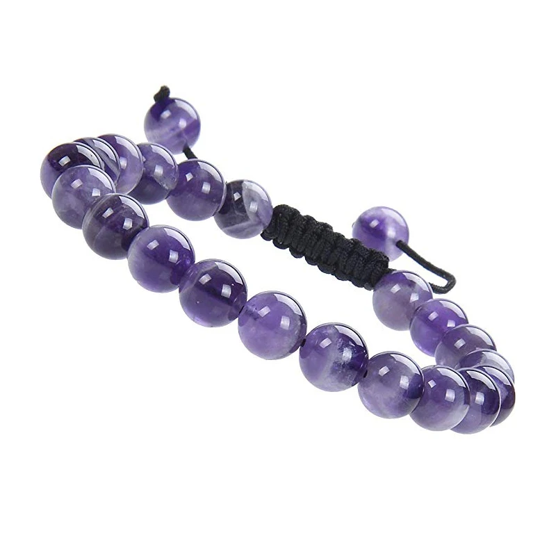 

Wholesale Team Color 8mm Natural Gems Stones Matte Amethyst Elastic Band Handmade Spiritual Beads Bracelets