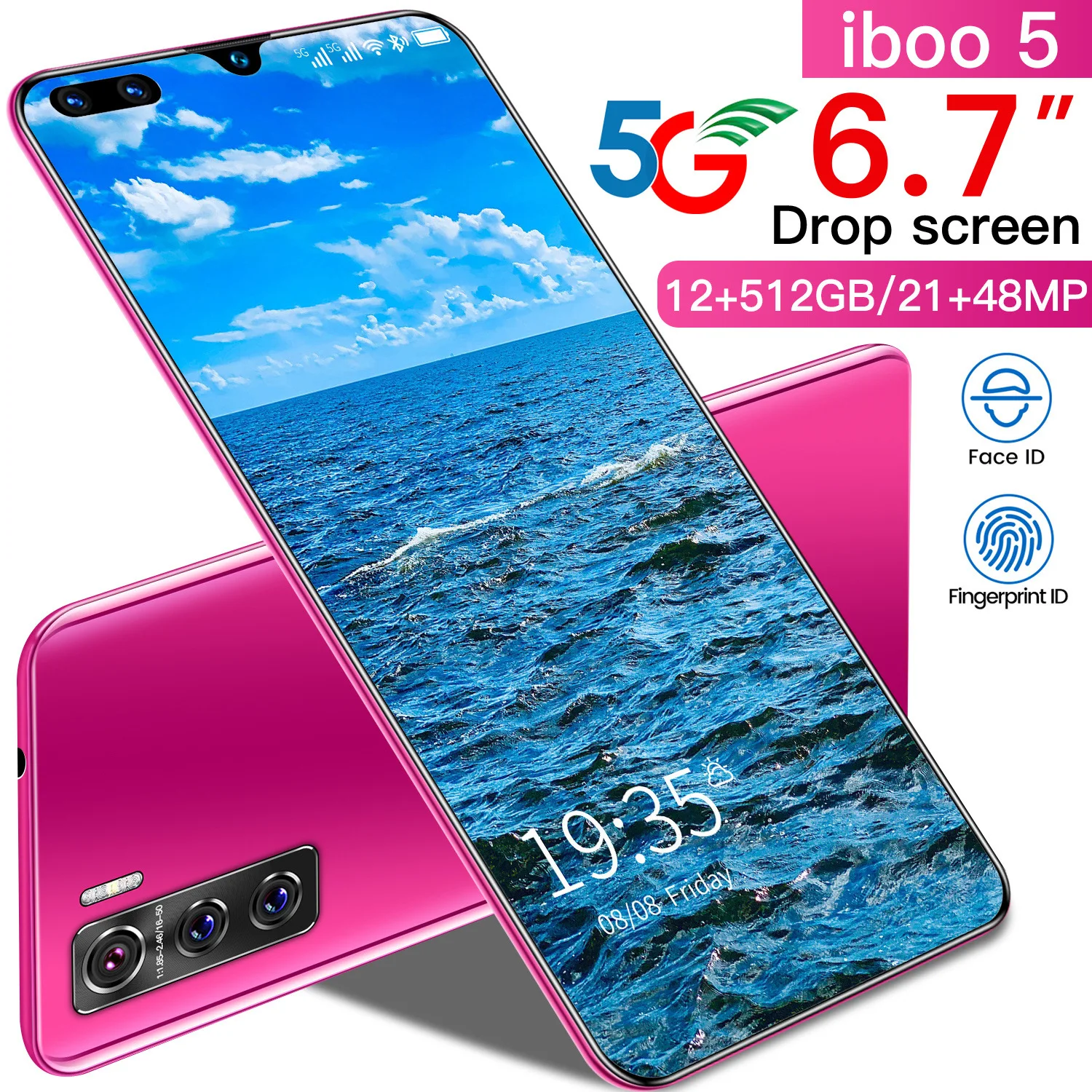 

New 4g Mobile Phone iboo 5 8gb+256gb Quad Back Cameras 4150mah 6.7 Inch Android 10.1 Cellphone