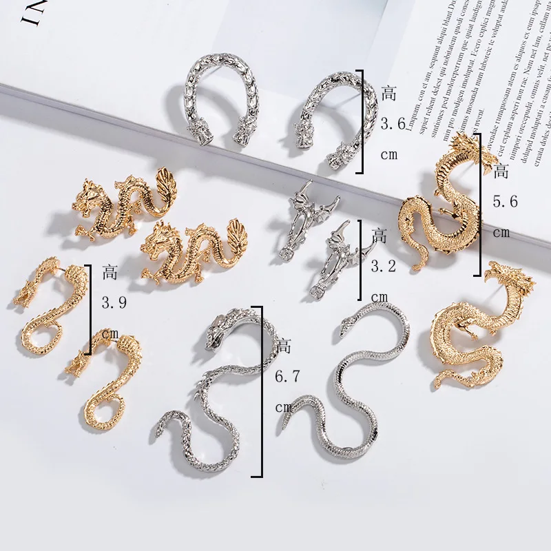 

Chinese ethic gold alloy metal dragon earrings, Picture
