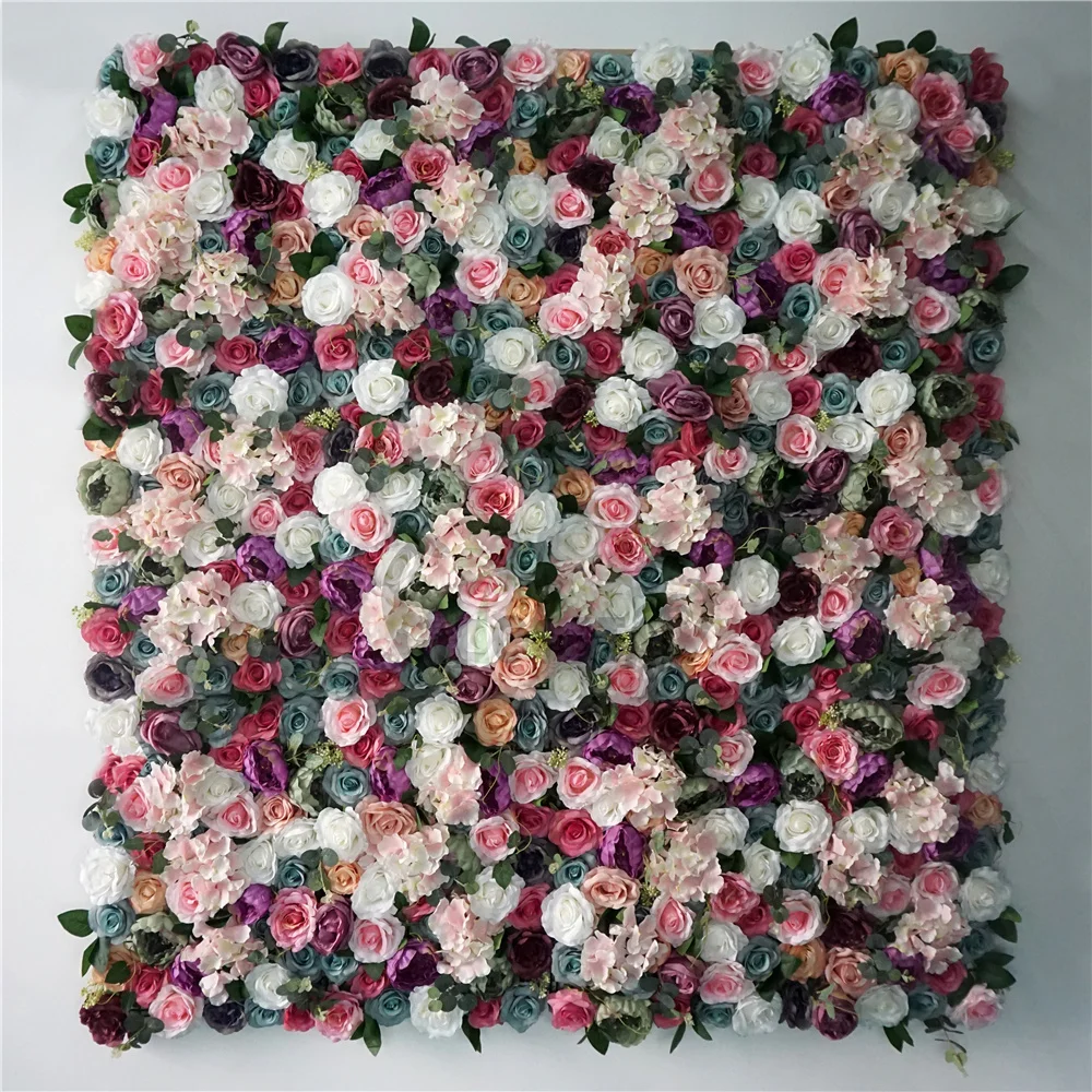 

3d fashion silk artificial flower wall panel for party wedding hanging decoration flowers wall wedding decor portable flower wal, Pink