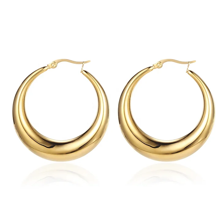 

Simple popular 18K gold plated stainless steel hoop earring jewelry