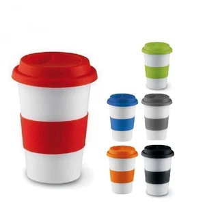 High quality popular manufacturing single wall Customized Ceramic Mug Cup with Silicone Lid coffee mug with logo printing