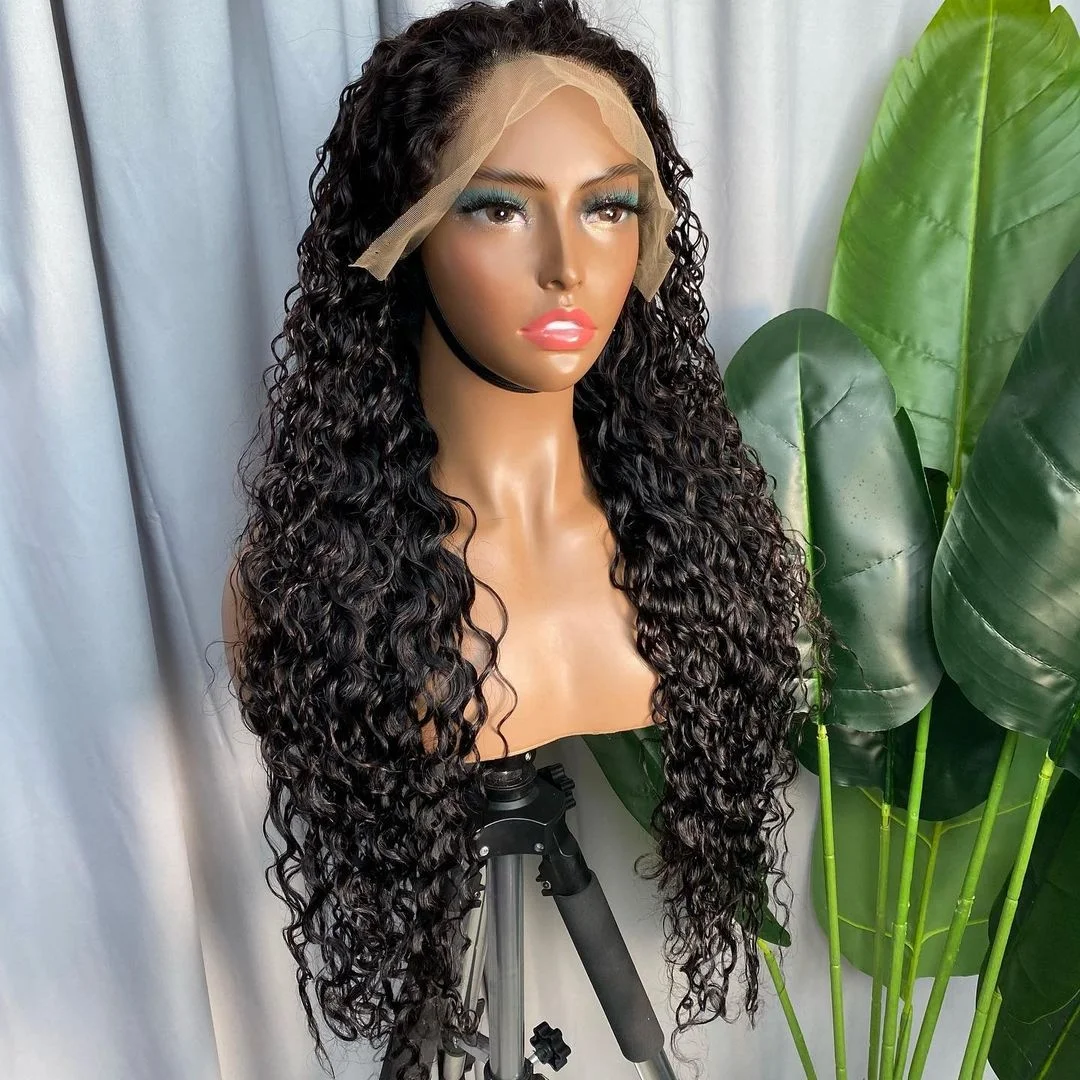 

100% Brazilian virgin hair bundles Human Hair Transparent Swiss Lace Wig HD water wave wig Lace Front wigs for Black Women