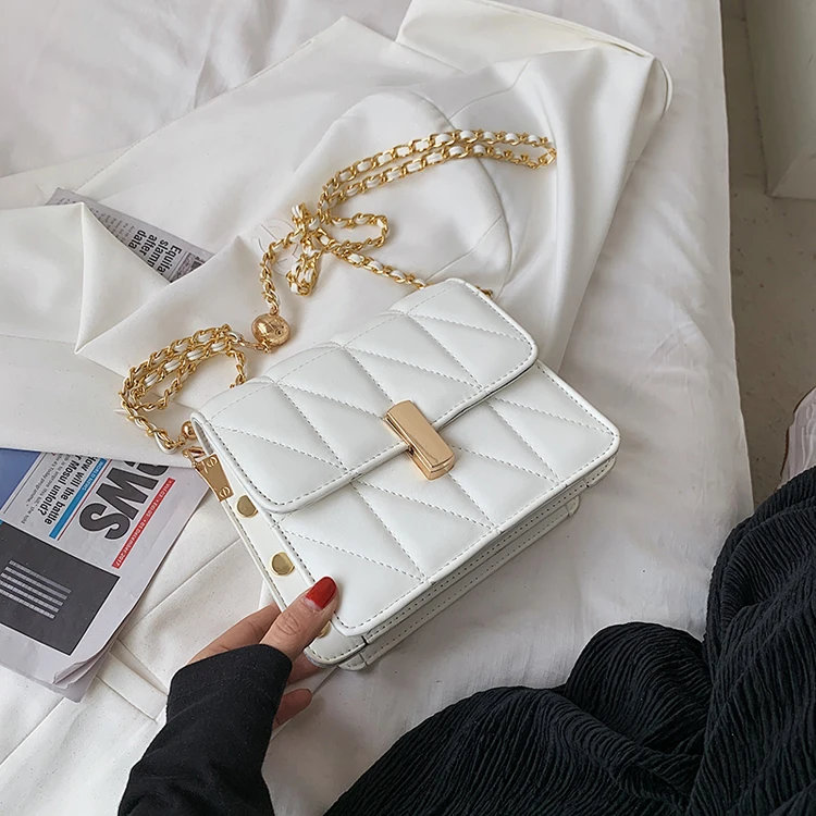 

2021 new trendy fashion women summer small leather square shoulder messenger bag, White,orange,yellow,black