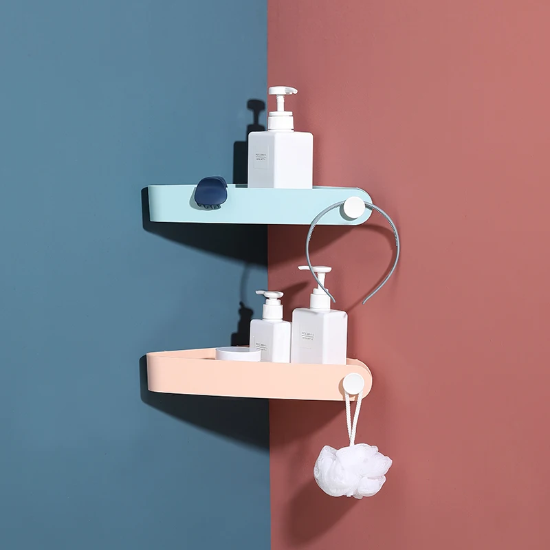
Wall mounted corner bathroom storage shelf Cosmetic bottle storage rack plastic household kitchen use storage holder 