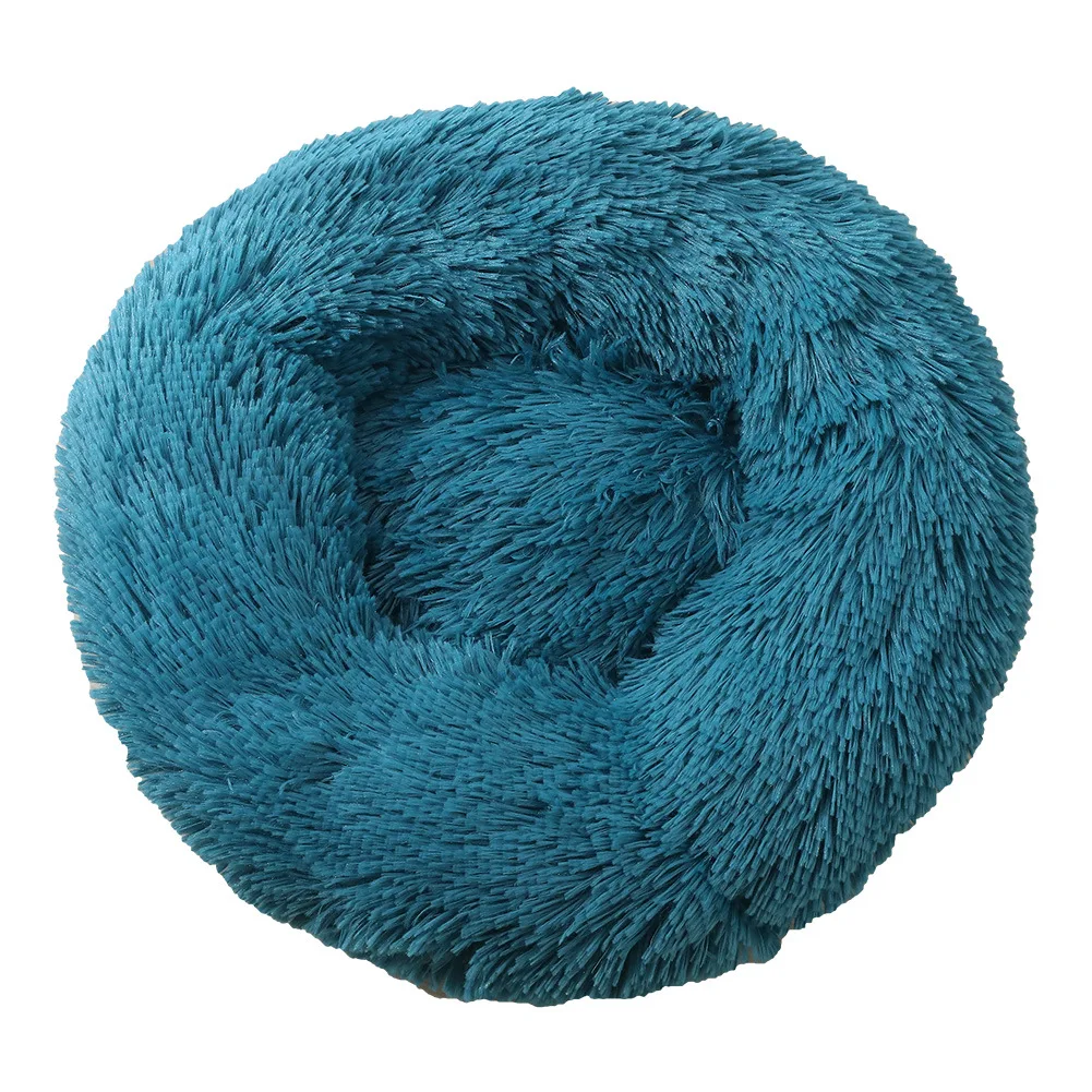 

Soft Luxury Cushion Round Cat Dog Bed Super Plush Round Long Faux Fur Washable Removable Calming Donut Pet Bed Indor Outdor