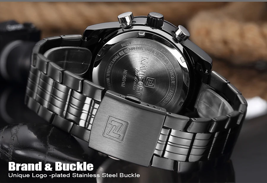 NAVIFORCE NF9024 Stainless Steel Analog Digital LED Watch for men