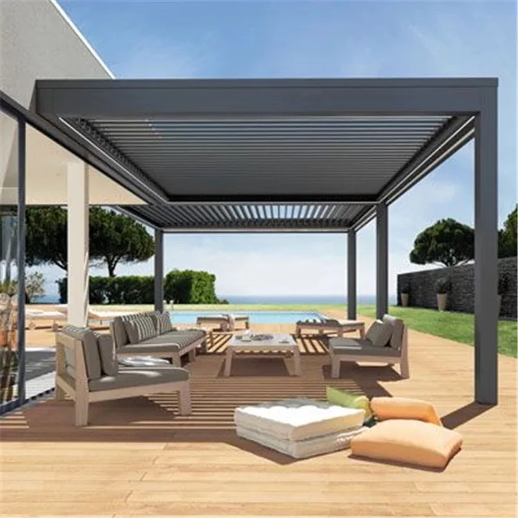 

Lianhong Modern Outdoor Aluminum Louver bioclimatic pergola gazebo outdoor, Customized colors