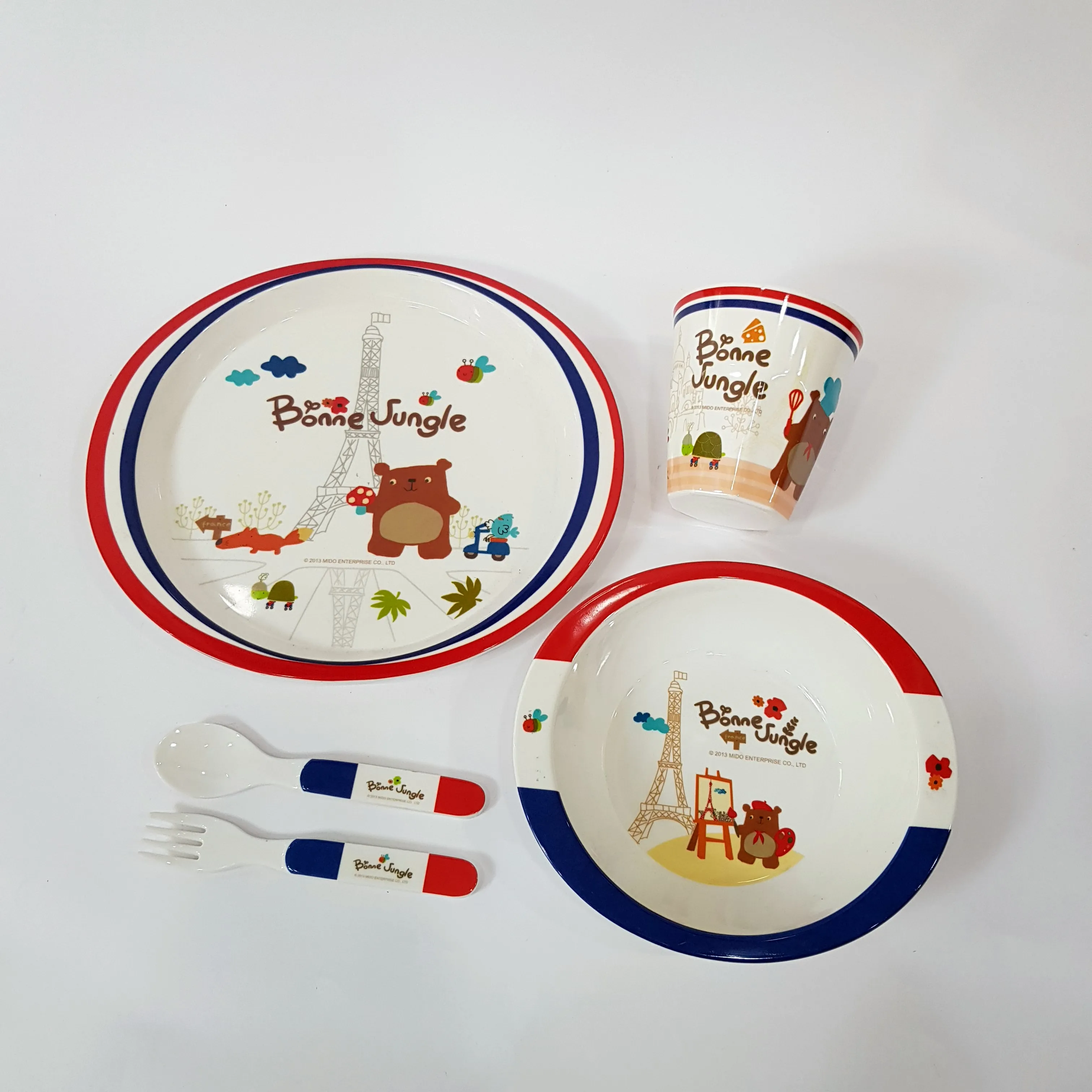 

Tableware kids baby cute bear design fork spoon plate bowl cup Sets food grade children dinnerware sets, Customized