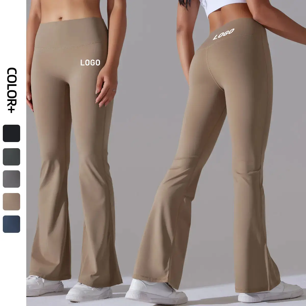Custom Logo Plain High Waist Flare Legging for Women Fitness Workout Flare Yoga Pants