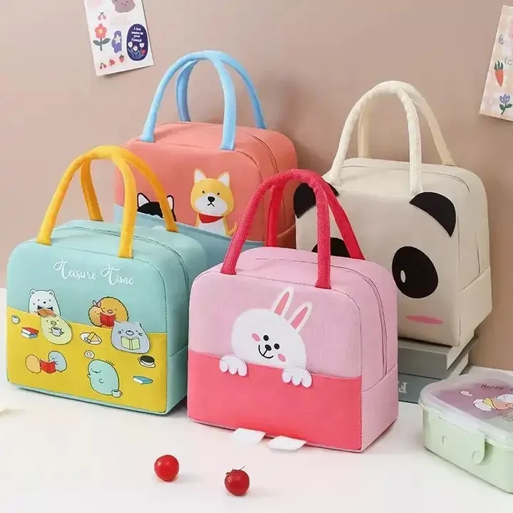 

2023 Wholesale Custom Logo Animal Print Collapsible Cooler Bag Cute Cartoon Insulated 4 Hours Lunch Tote For Children Kids