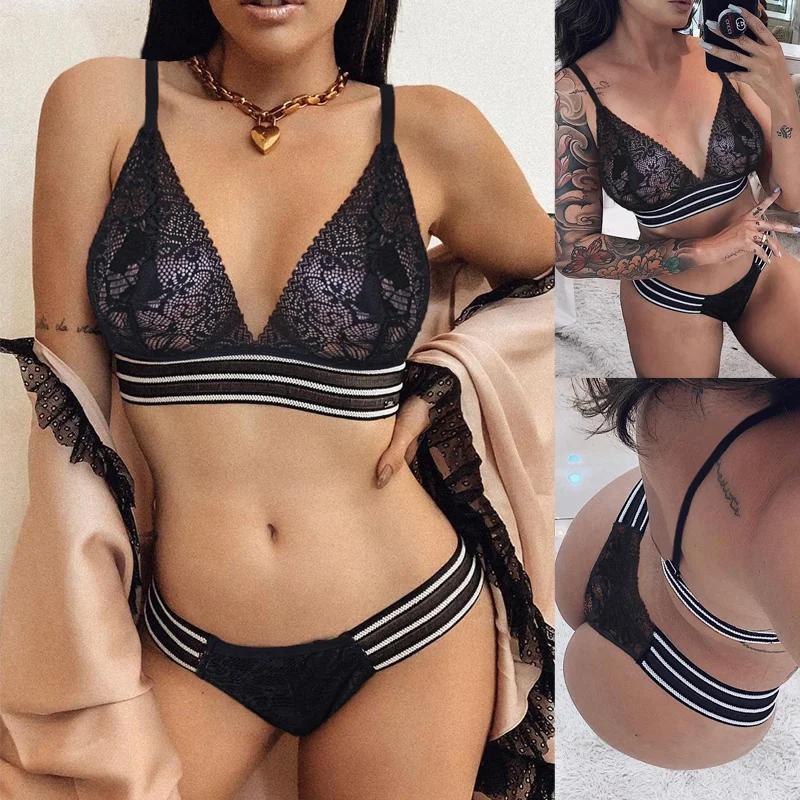 

2021 lace lingerie set ladies underwear sexy bra and panty new design bra and panty lace embroidery sexy