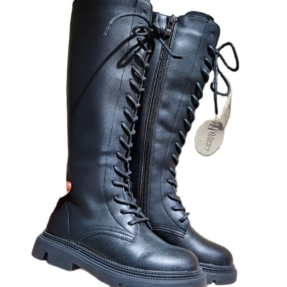 

Girls' fashion boots in winter 2021 new Korean version plus cashmere children's Victoria Christina Hesketh girls warm high boots, Black