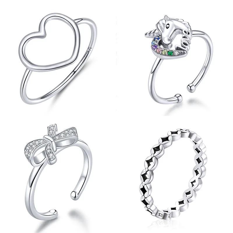 

Hot Sale Causal 925 Sterling Silver Adjustable Finger Rings for Romantic Gifts