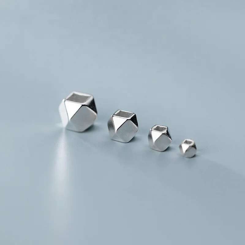 High grade S925 sterling silver geometric spacer broken beads for jewelry making