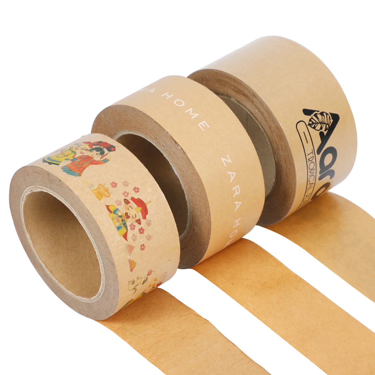 Direct Sale Water Activated Reinforced Custom Printed Logo Eco Friendly Single Waterproof Kraft Paper Gummed Tape Carton Sealing