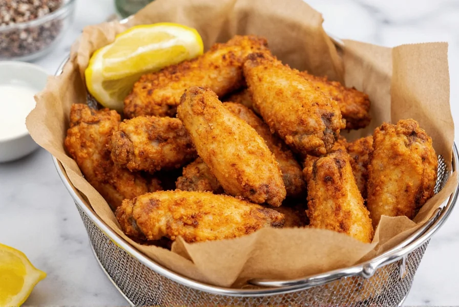 Overcrowded air fryer basket causing unevenly cooked wings