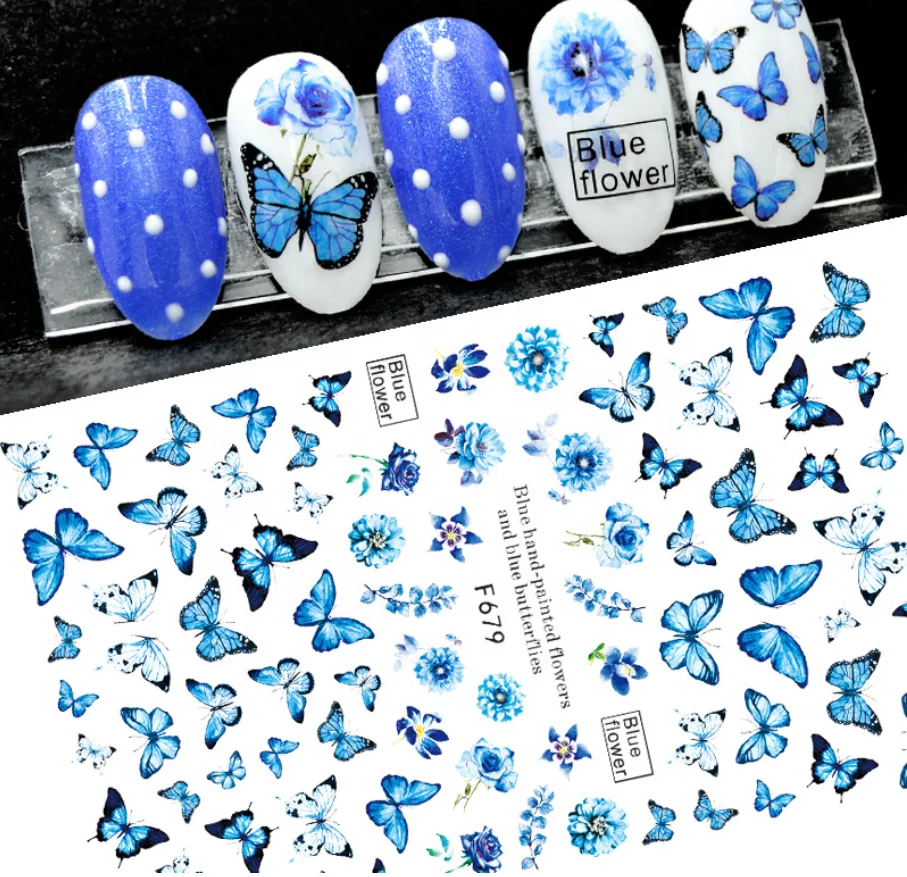 

2021 NEW colorful butterfly flower gel nail polish sticker
