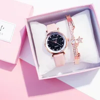 

Cherry Blossom Powder Watch Female Student Starry Literary and Elegant Mori Girl Series Girl College Style Starry Sky Watch