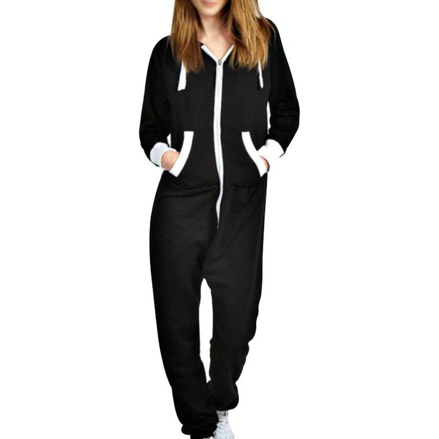 

New Style Long Sleeve Long Pants With Pockets Pajamas Adult Home Wear Clothing One Piece Onesie For Women And Man, Customized color