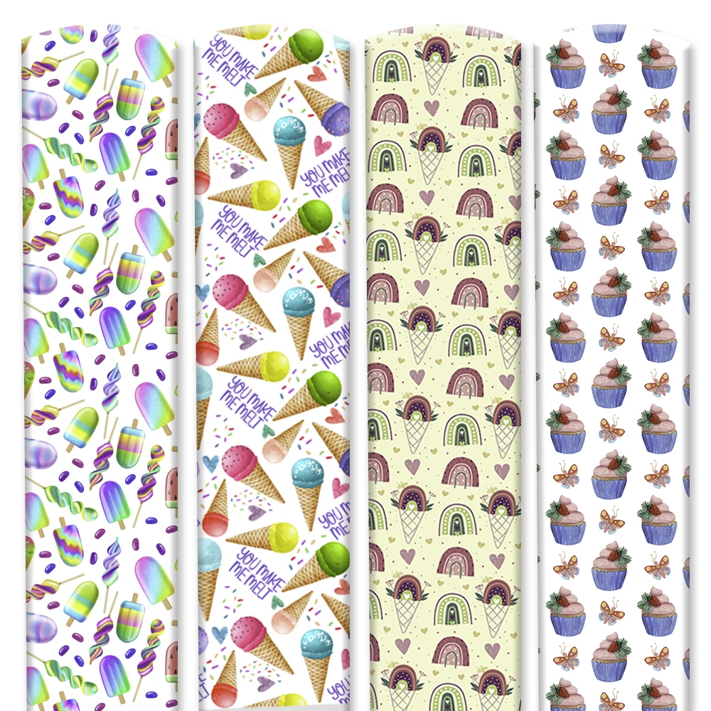 

22cm*30cm Synthetic Leather Fabric Sheet Summer Fruit Printed Pu Fabric For DIY Hair Bows Notebook