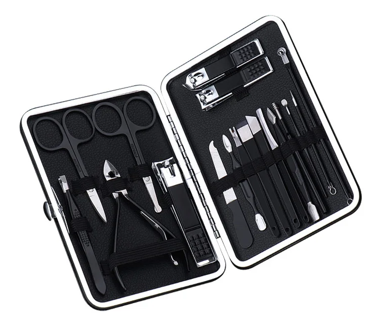 

18PCS Feet Care Stainless Steel Dead Skin Remover Tool Kit Toe Nail Clipper Manicure Pedicure Set, Black and rose gold