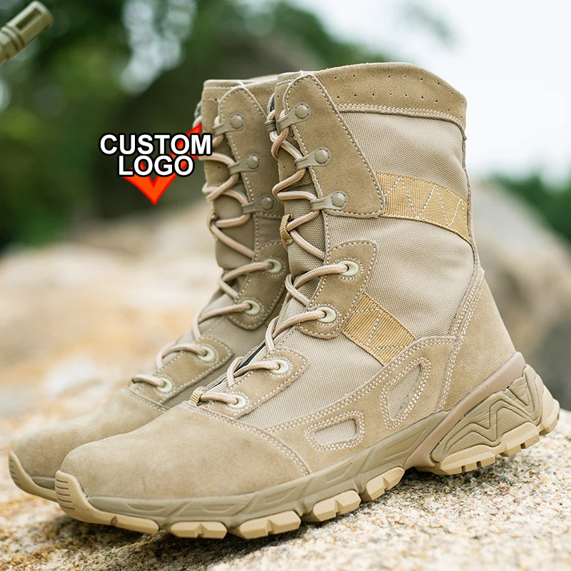 

Men's boots High quality Outdoor Waterproof Rubber Military hunting hiking boots Tactical men desert jungle safety army shoes