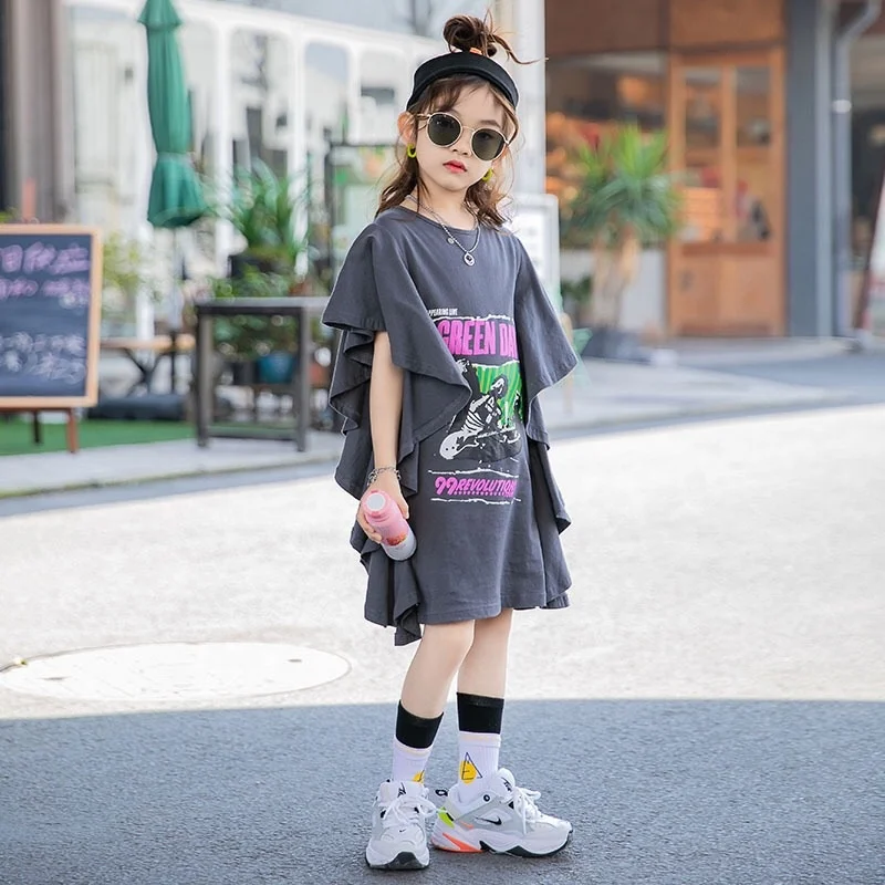 

high quality unique design printed children kids girls' dresses for 6-14 years, Customized