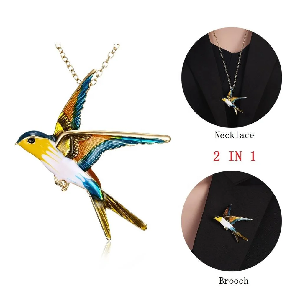 

Vintage Swallow Enamel Pins Brooches For Women Bird Animal Pendant Brooch Jewelry Base Badges On Backpack Coat Dress Decoration, Orange,blue,white,black,gold