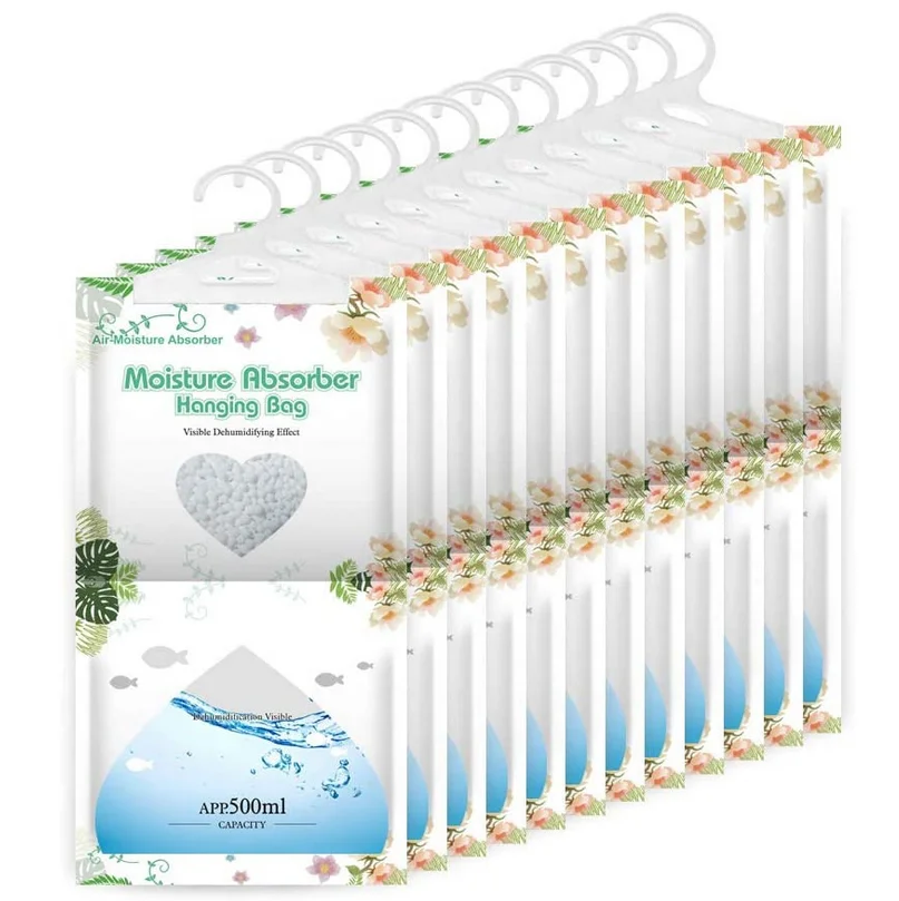 

Home Use Hang wardrobe dehumidifier damp moisture absorbing bag Calcium Chloride balls dehumidifier PE bag 500ml/250ml/700ml