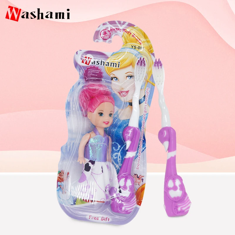 

Beautiful toy design teeth cleaning equipment wholesale child toothbrush, Pink/purple/blue/green