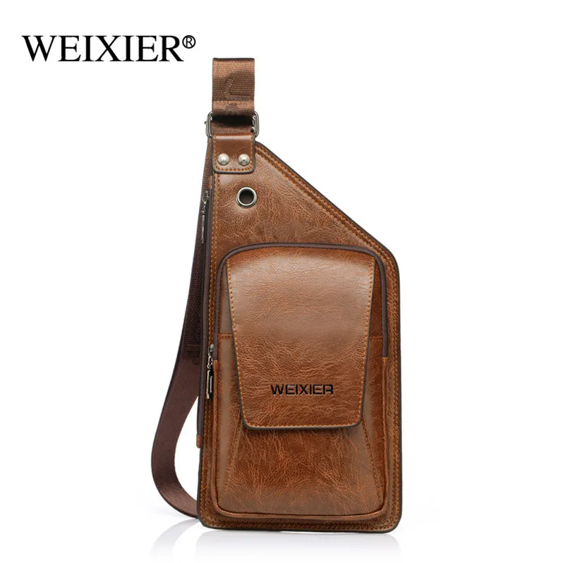 

W1072 Retro light brown waist bag chest bag for men