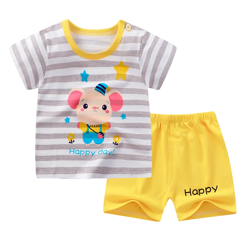 

Cotton wool ball short-sleeved + solid color shorts summer new style children's boys and girls suits