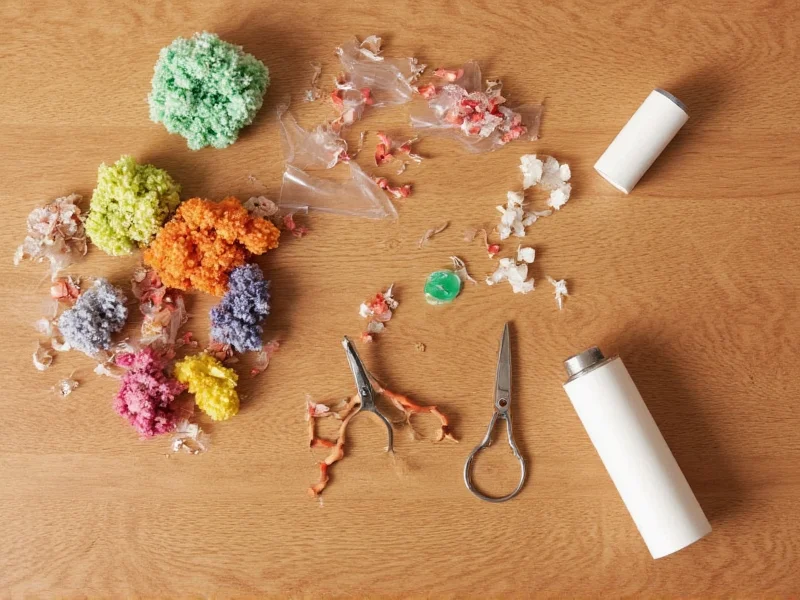 DIY kaleidoscope materials laid out on wooden table