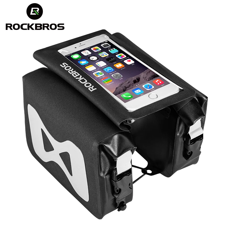 

ROCKBROS Bicycle Bike Bags 6.2" Waterproof High Capacity Top Tube Frame Pannier 2 In 1 Portable Phone Touch Screen Cycling Bag