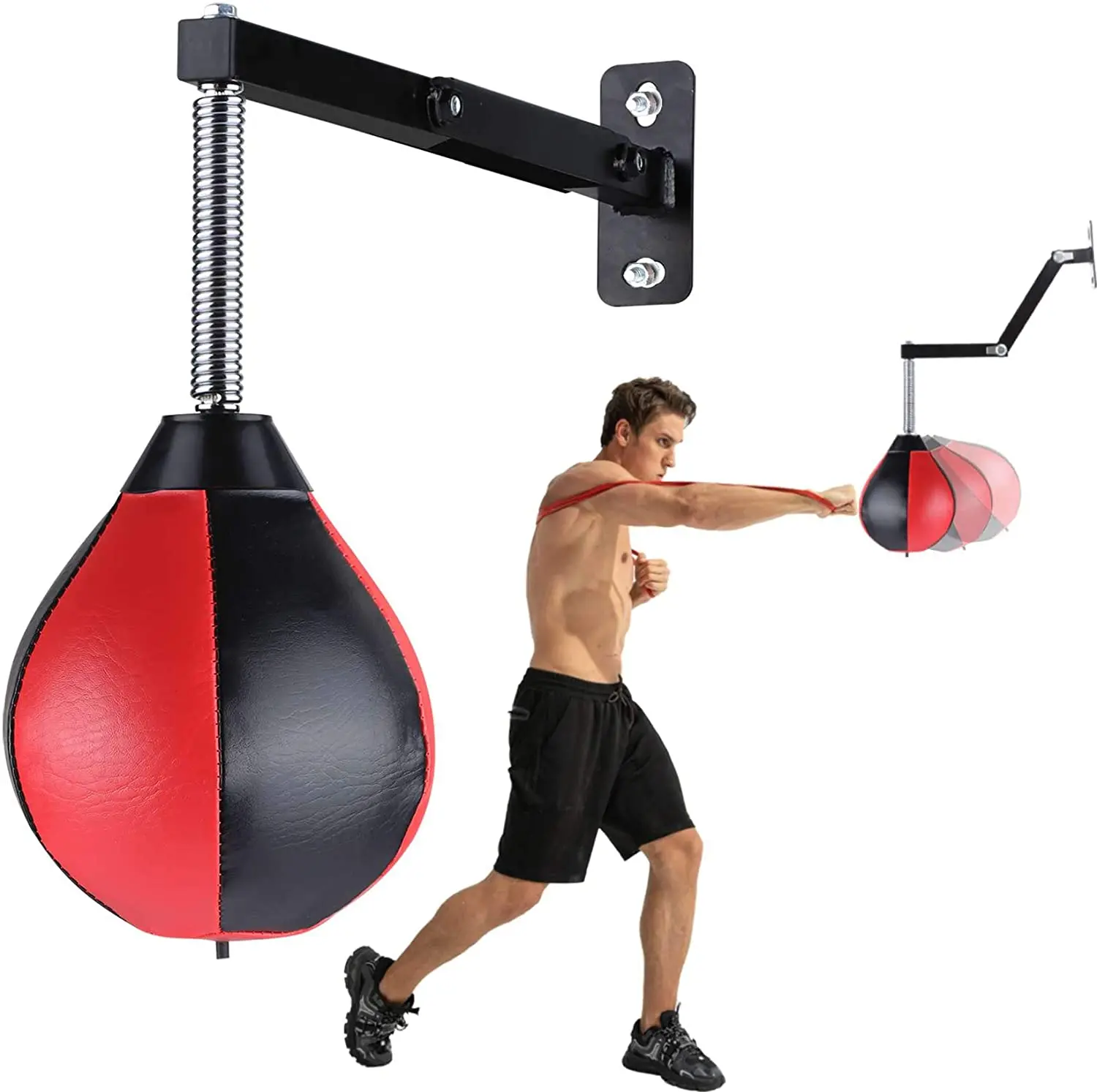 

IN STOCK DROP SHIPPING Wall Mounting Bracket Speed Boxing Punching Bag Reflex Ball Set for Men Women