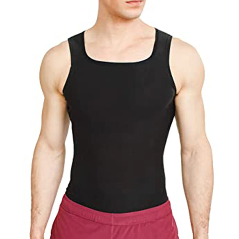 

Men'S Premium Slimming Shapewear Sauna Workout Tank Top Men Waist Trainer Shaper Vest, Black