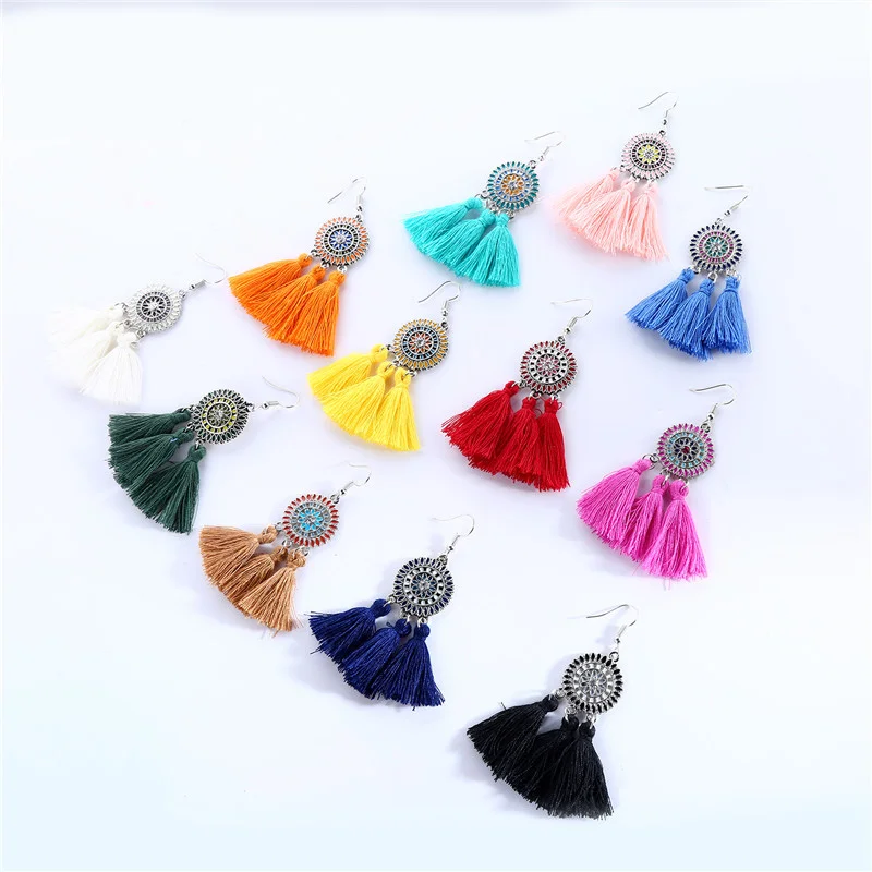 

Jachon Hot style Bohemian fashion tassel earrings female creative solar system alloy earrings