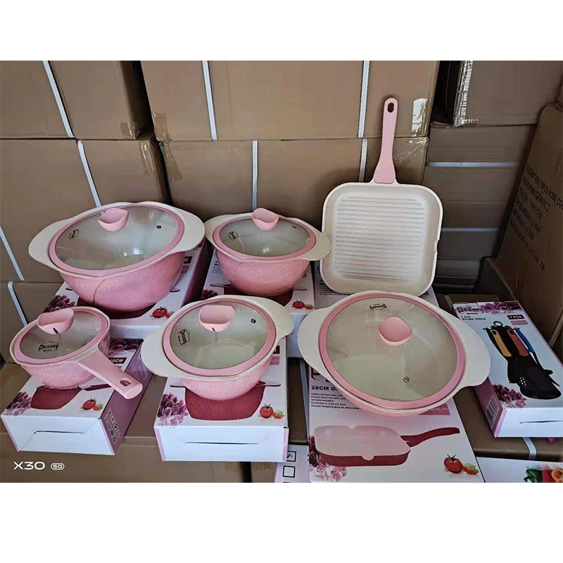 

2022 Amazon Kitchen household cookware set non-stick cookware set dessini 18pcs