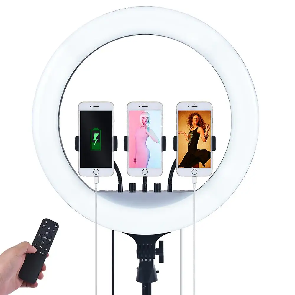 

Fosoto 18 Inch RGB Photographic Light Led Curved surface Ring Lamp With Tripod And Remote USB Port For Youtube Makeup Shooting