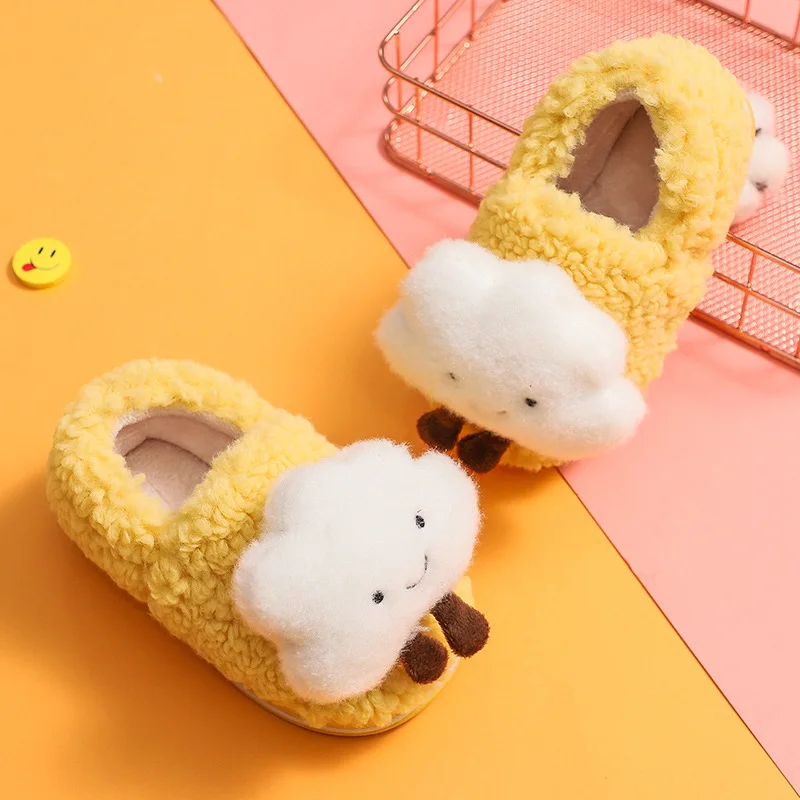 

Winter cartoon clouds indoor warm non-slip children's cotton slippers Boys and Girls cute fur plush cotton sandals