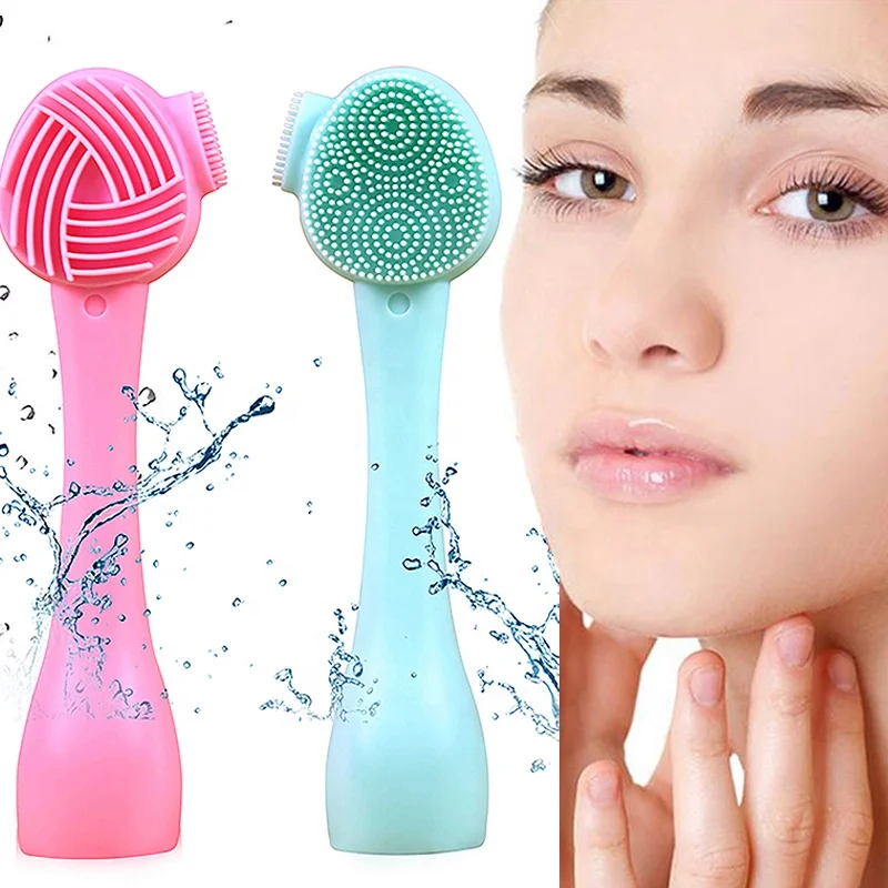 

New Product Ideas 2021 Mini Private Label Exfoliating Silicone Back Mens Face Brush, Mint green,pastel pink,mint green white,pastel pink white