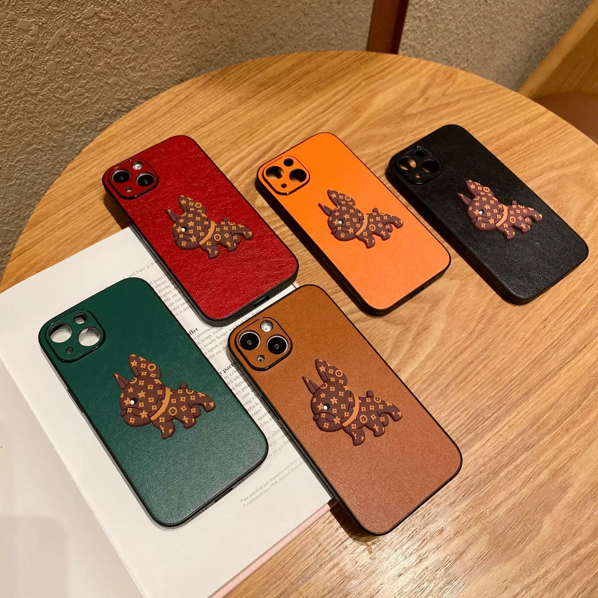 

For iPhone 13 Phone Case 3D Bulldog Leather Designer Phone Cases For iPhones