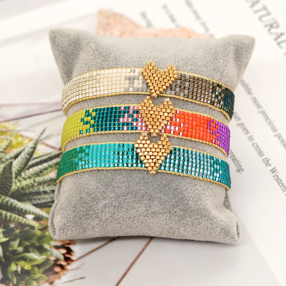 Go2boho Miyuki Beaded Bracelets Women Chic INS Popular Bohemian Boho Colorful Jewelry Summer Beach Gold Heart Charm Handmade